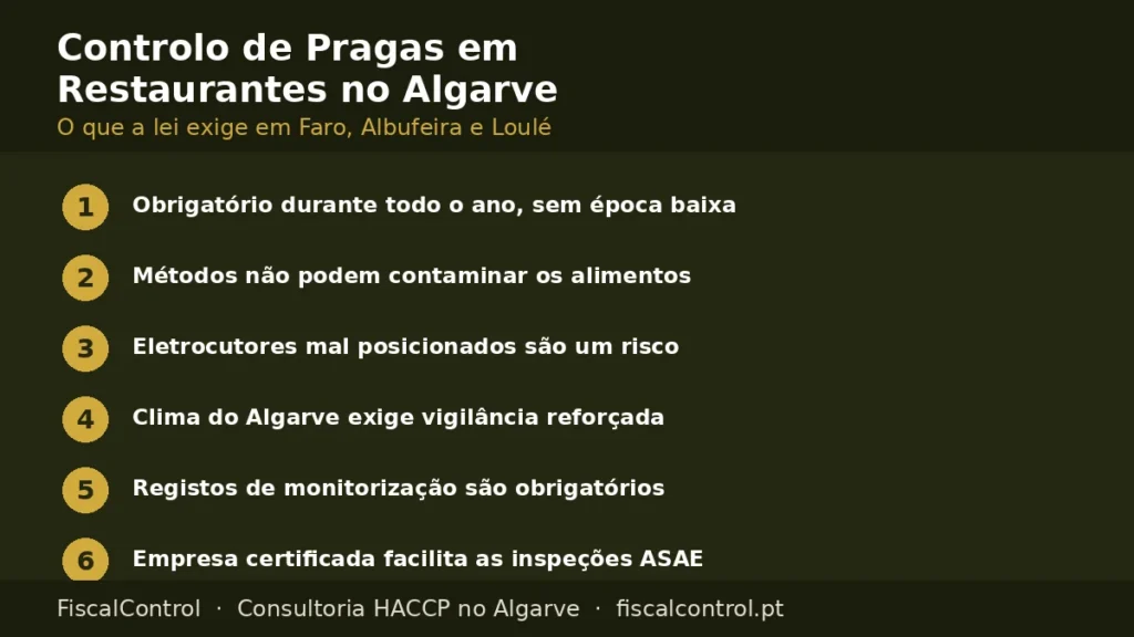 Controlo de pragas em restaurantes no Algarve: o que a lei exige em Faro, Albufeira e Loulé